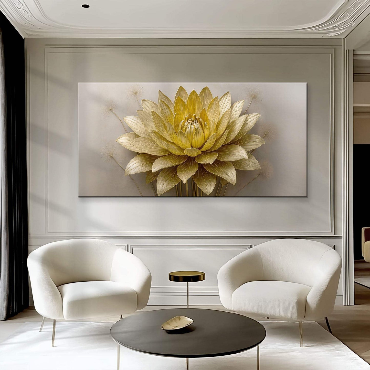 Golden Lotus Minimalist Abstract Wall Art III - Tailored Canvases - Flyclothing LLC