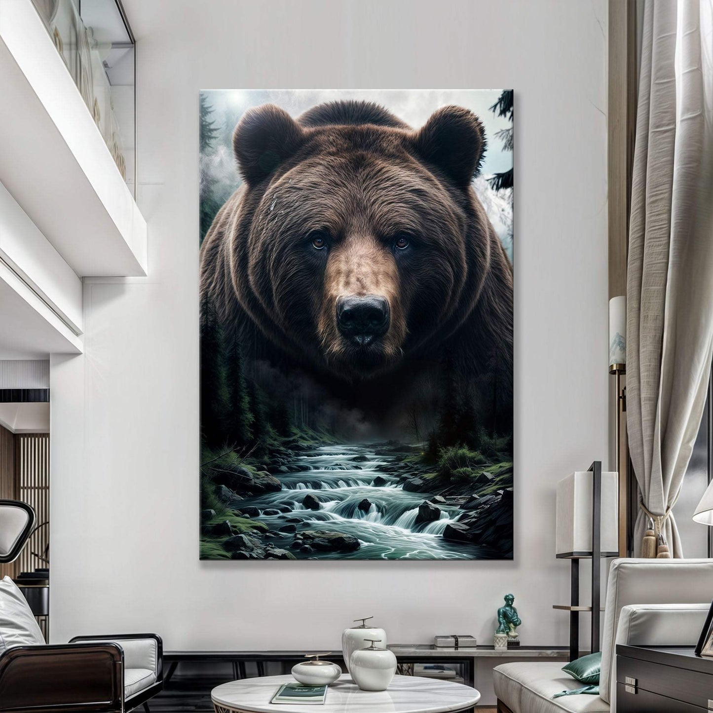 Grizzly Bear Double Exposure Wall Art - Tailored Canvases - Flyclothing LLC