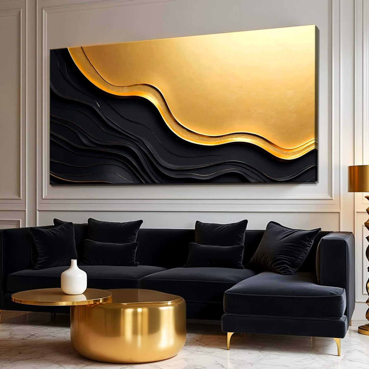 Black And Gold Minimalist Abstract V - Tailored Canvases - Flyclothing LLC
