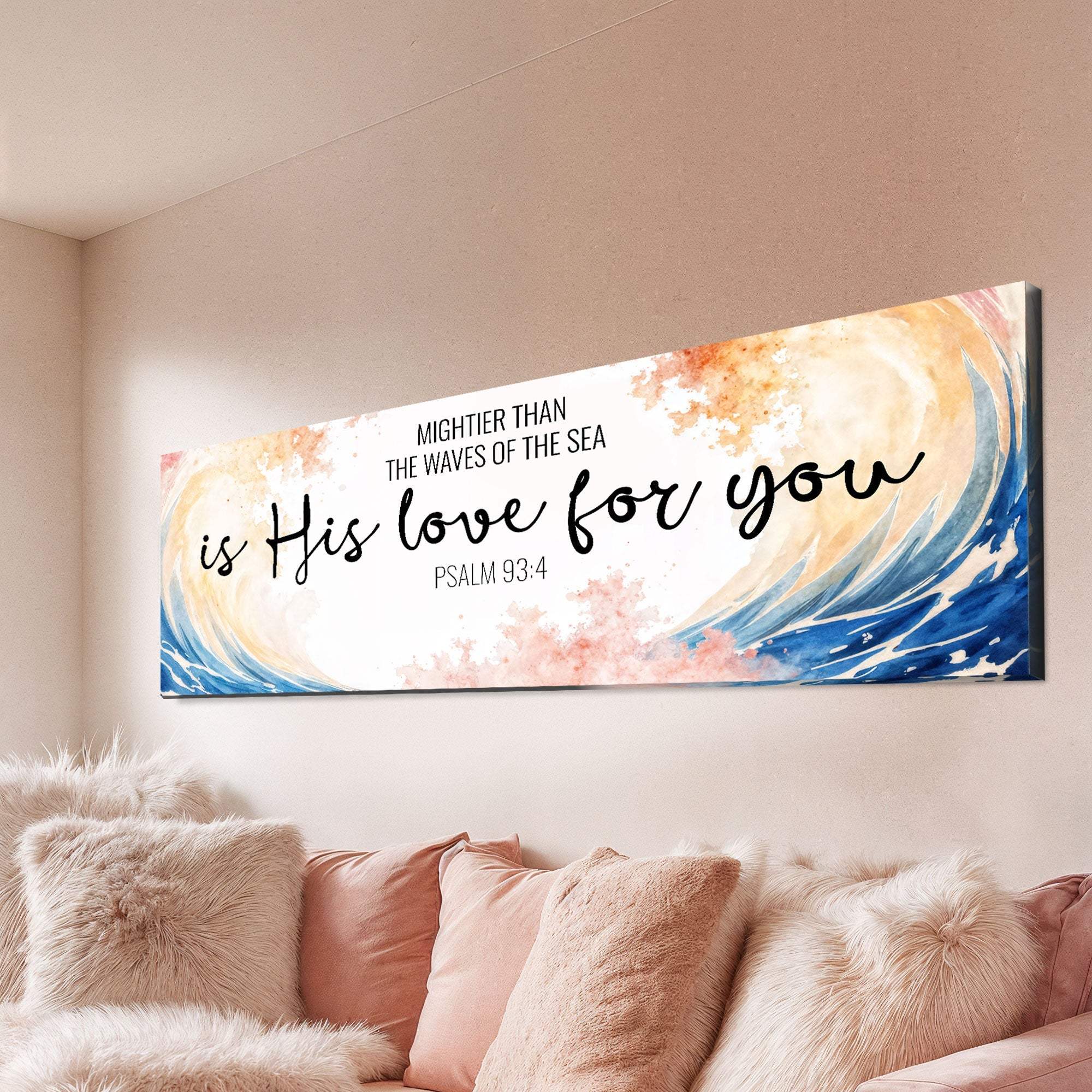 Mightier Than the Waves of the Sea Psalm 93:4 Faith Sign III - Tailored Canvases - Flyclothing LLC