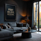 Matthew 21:22 - Pray Believe Receive Faith Sign III - Tailored Canvases - Flyclothing LLC