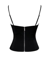 Padma Black Satin Lace Bustier Corset Top - Miss Circle - Flyclothing LLC