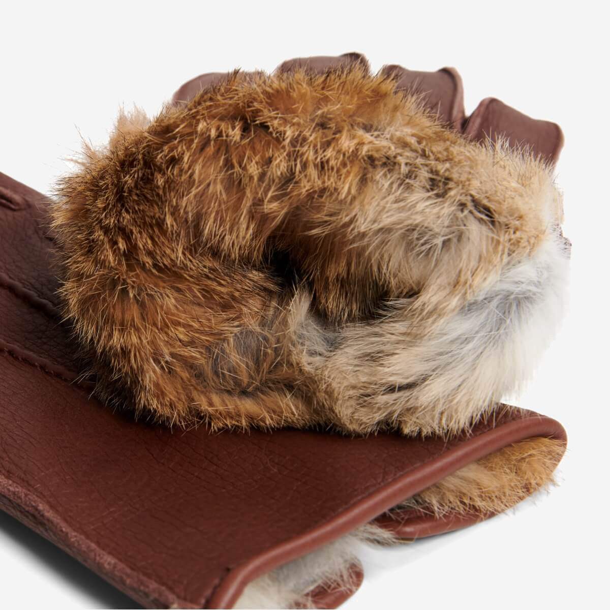 Diego (brown) - Italian gloves made of American deerskin leather with rabbit fur lining - Leather Gloves Online - Flyclothing LLC