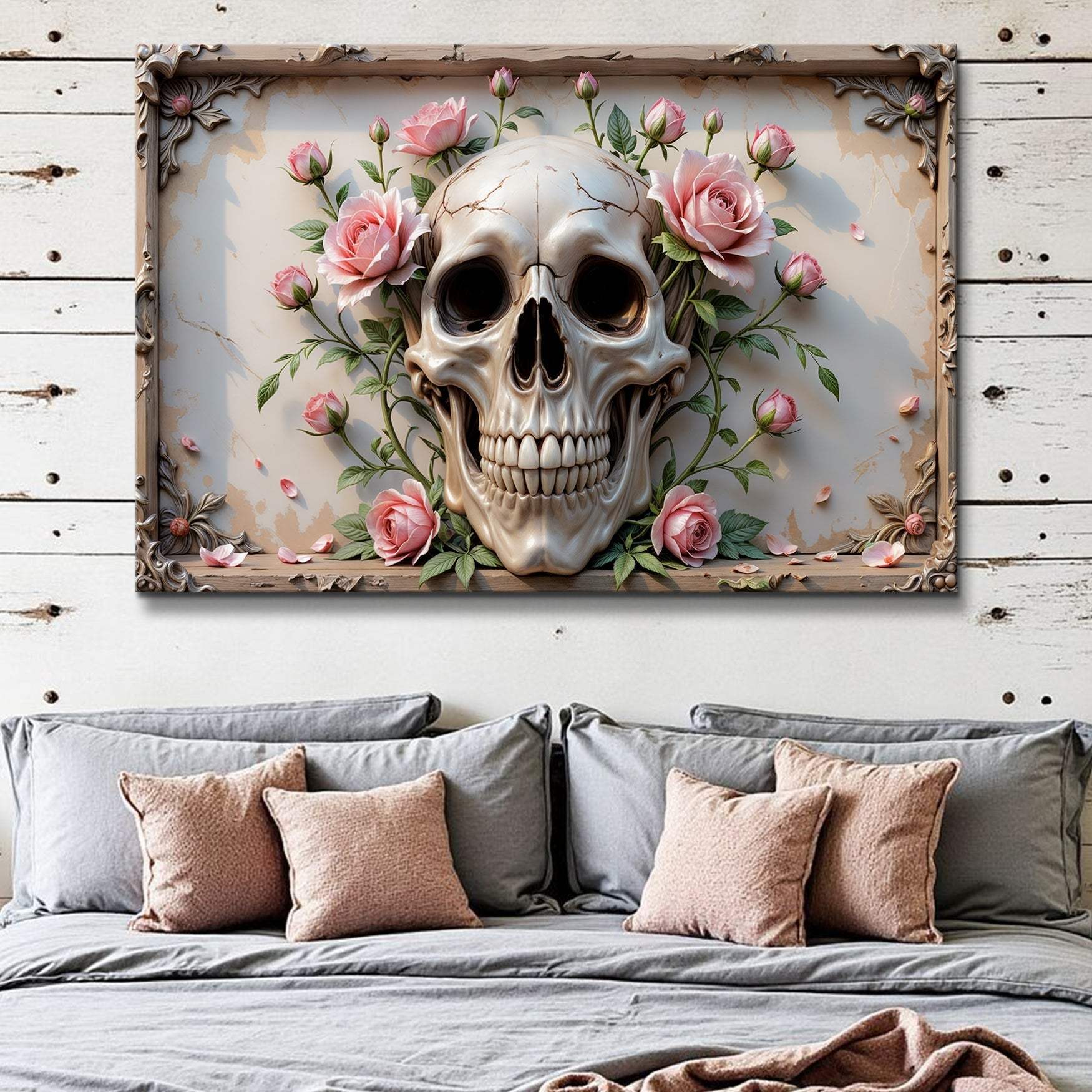 3D Rose And Skull Wall Art V - Tailored Canvases - Flyclothing LLC
