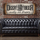 Deer And Beer Make Me Happy Hunting Sign II - Tailored Canvases - Flyclothing LLC