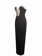Ivanna Black Crystal Embellished Maxi Dress - Miss Circle - Flyclothing LLC