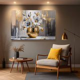 Magnolia Bloom in Gold Abstract Wall Art - Tailored Canvases - Flyclothing LLC
