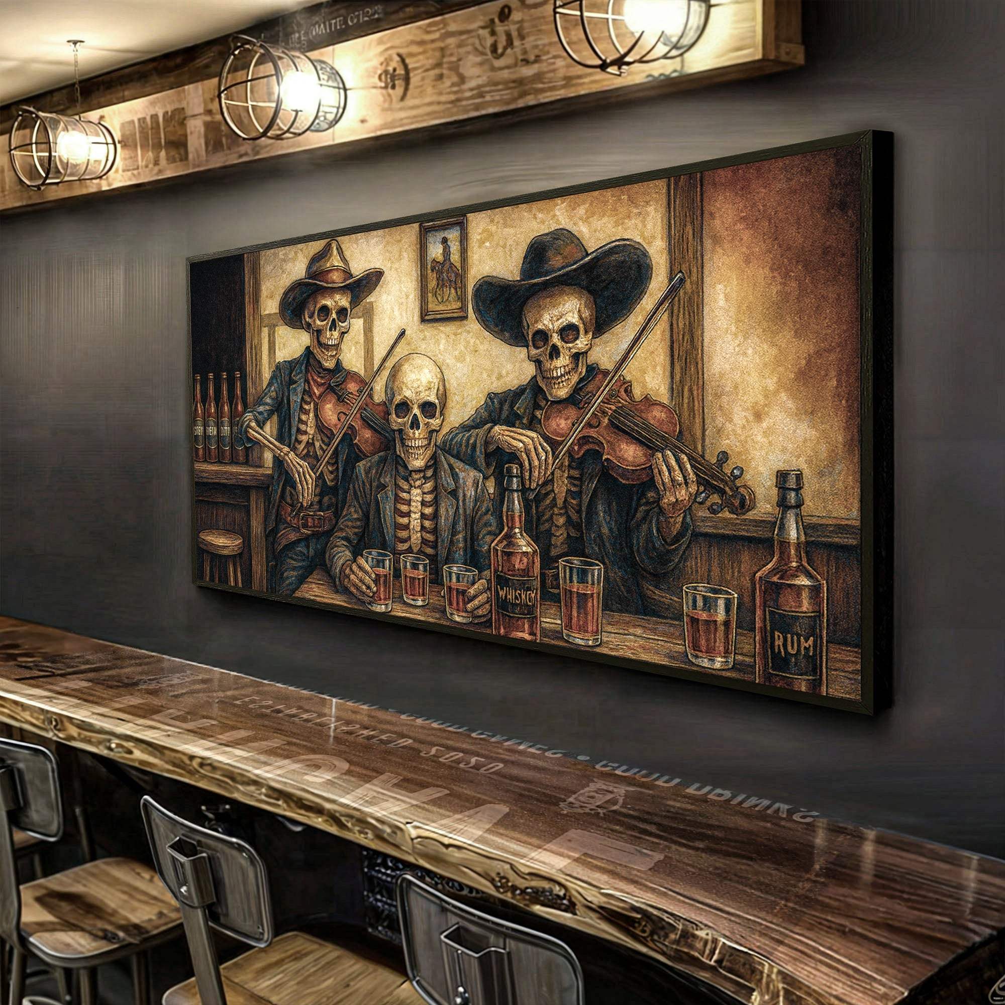 Cowboy Skeletons Western Bar Wall Art - Tailored Canvases - Flyclothing LLC
