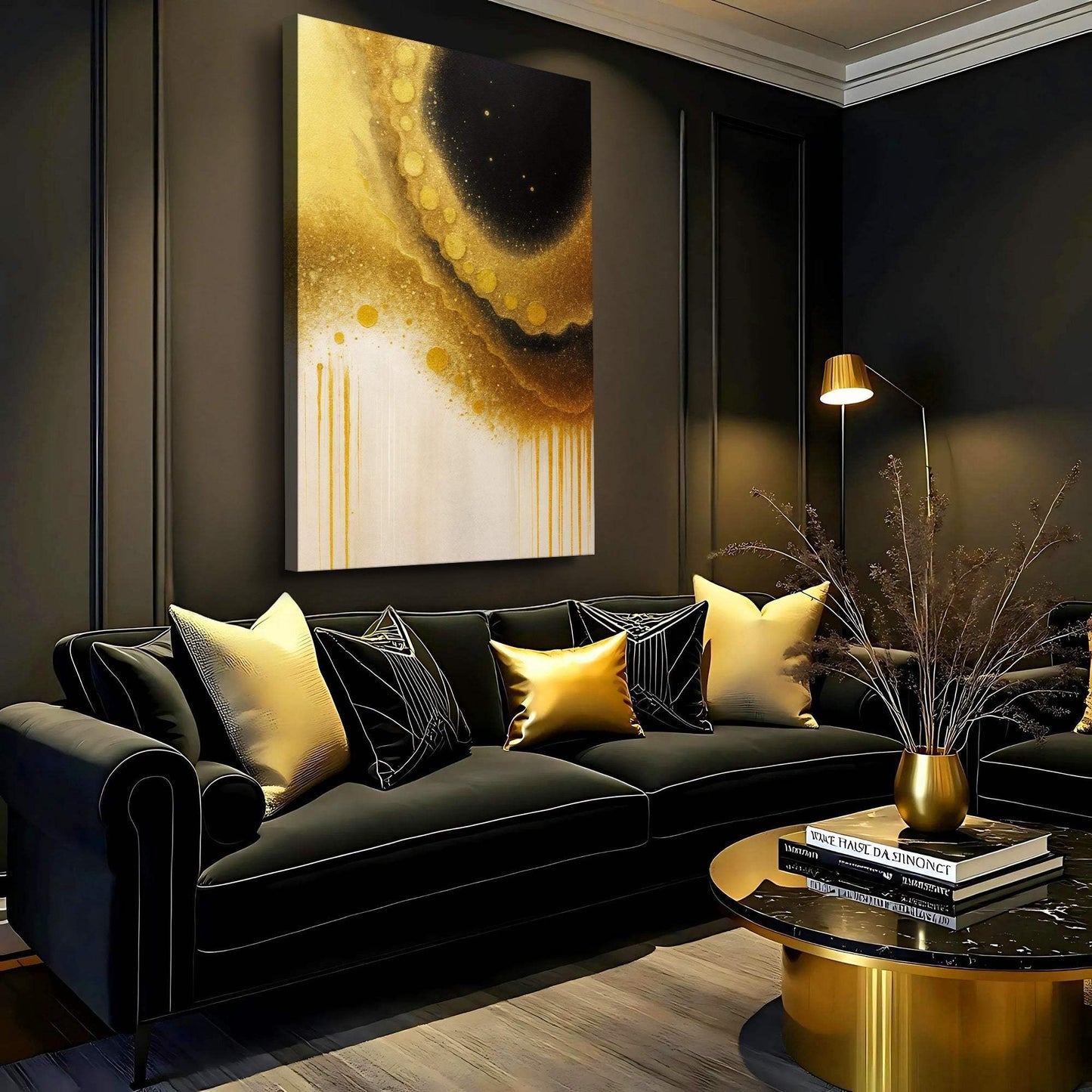 Minimalist Black and Gold Wall Art - Tailored Canvases - Flyclothing LLC