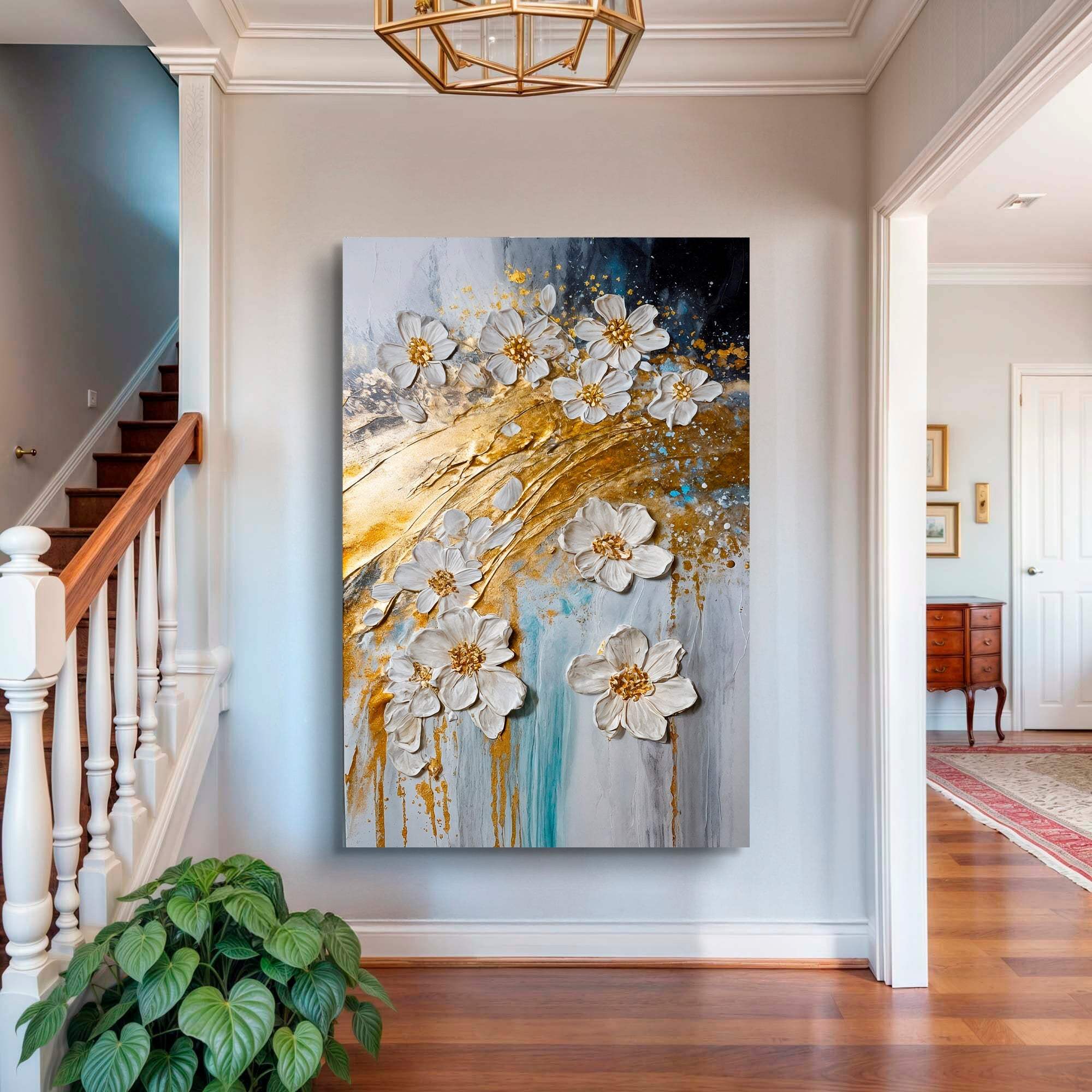 Abstract Gold Floral Wall Art - Tailored Canvases - Flyclothing LLC