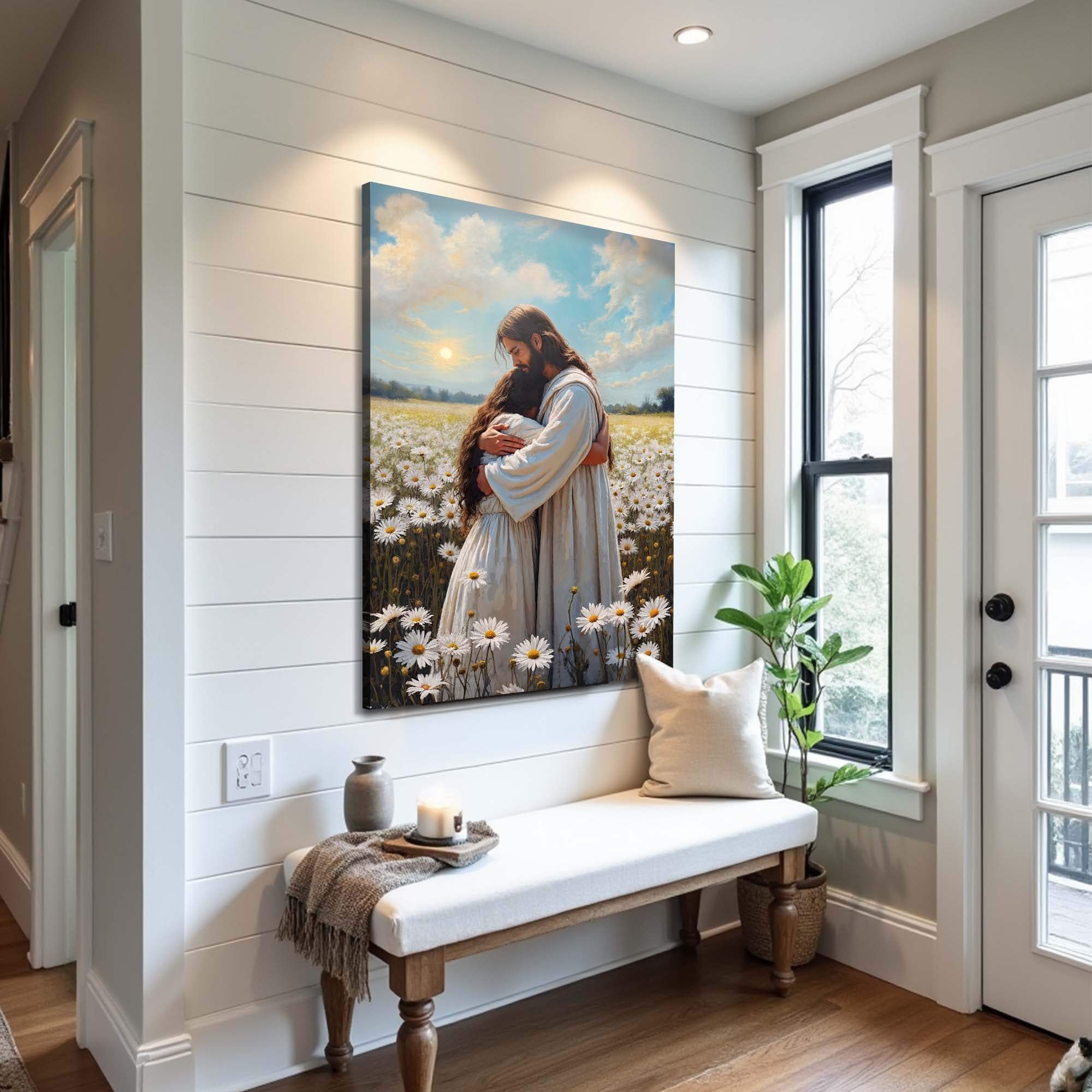 Jesus Hugging Woman Faith Wall Art - Tailored Canvases - Flyclothing LLC