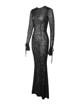 Waylynn Black Animal Print Burnout Velvet Detail Mesh Backless Maxi Dress - Miss Circle - Flyclothing LLC