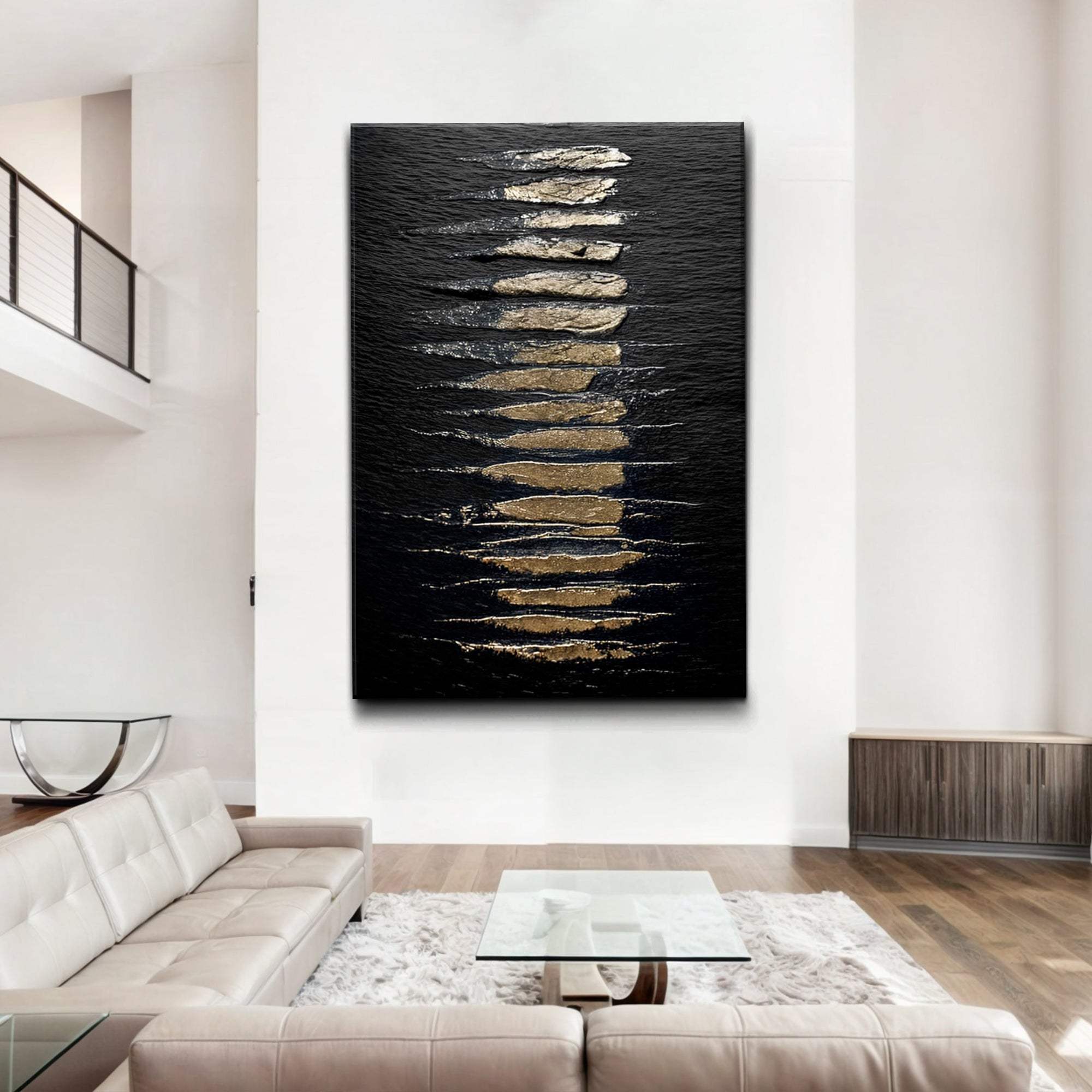 Black And Gold Abstract Minimalist Wall Art - Tailored Canvases - Flyclothing LLC