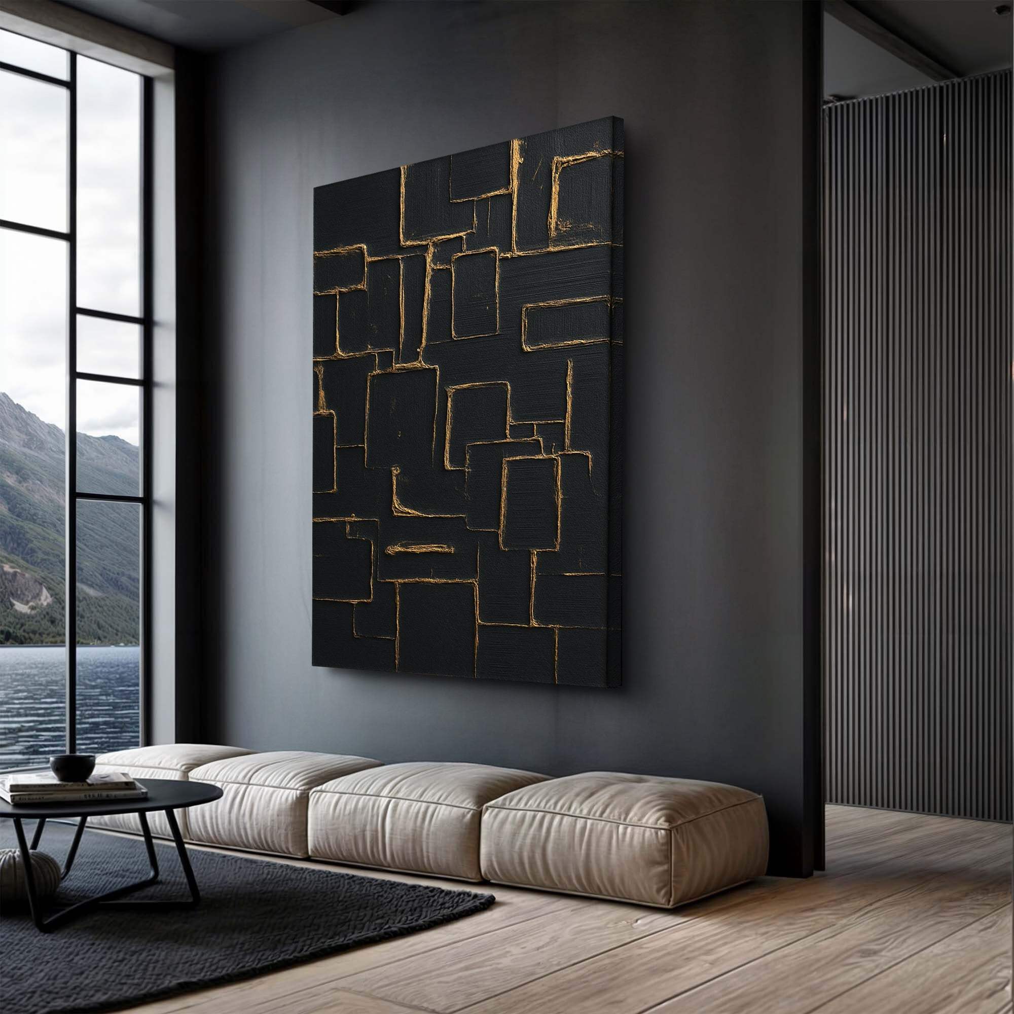Contemporary Black and Gold Wall Art - Tailored Canvases - Flyclothing LLC
