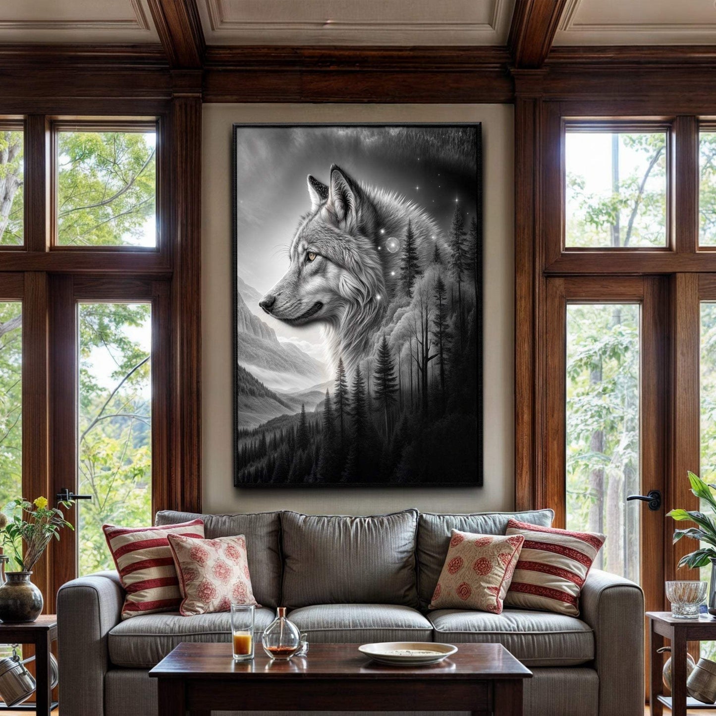 Wolf Double Exposure Wall Art II - Tailored Canvases - Flyclothing LLC