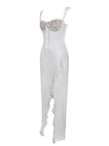 Freddie White Lace Satin Maxi Corset Dress - Miss Circle - Flyclothing LLC