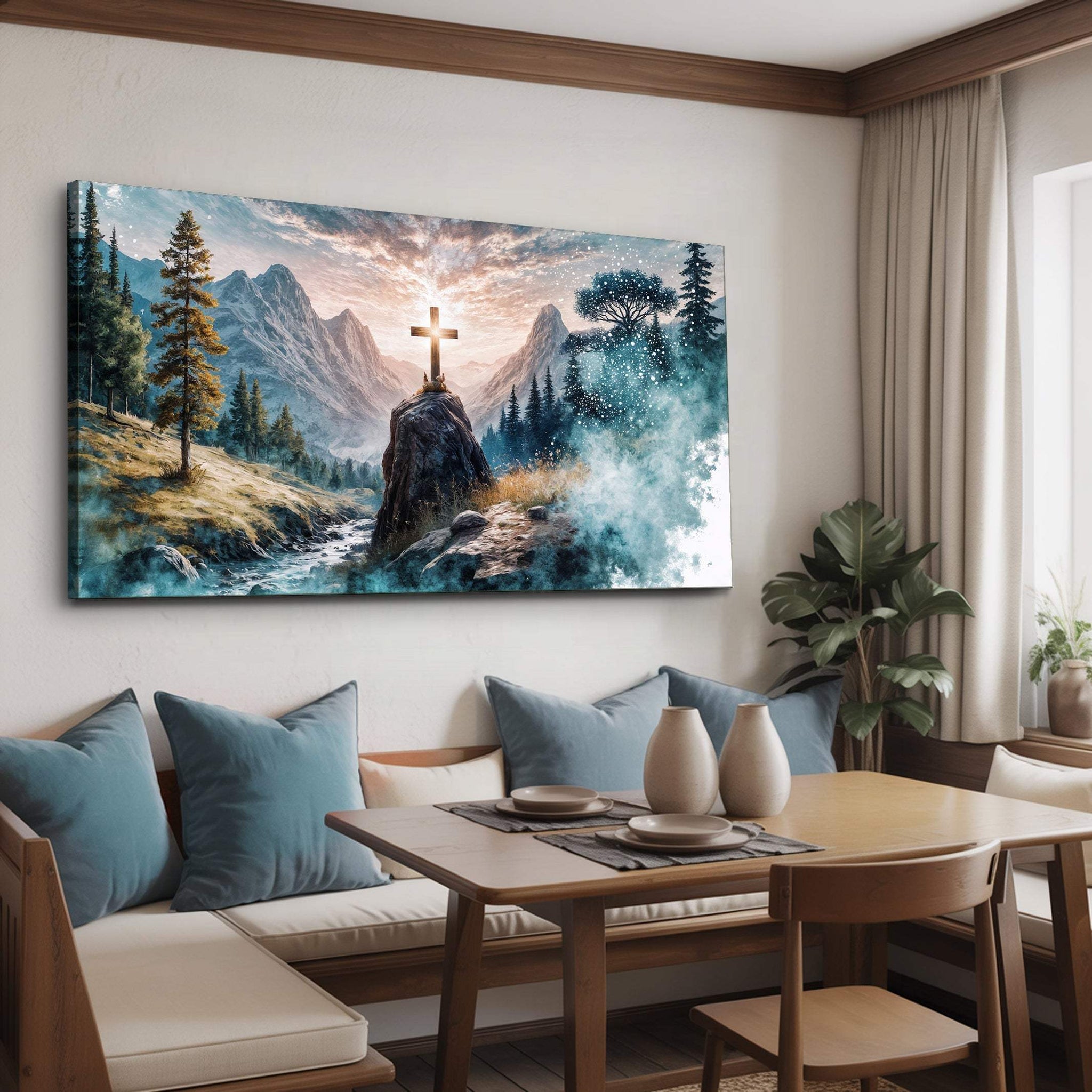 Cross On A Hill Faith Wall Art - Tailored Canvases - Flyclothing LLC
