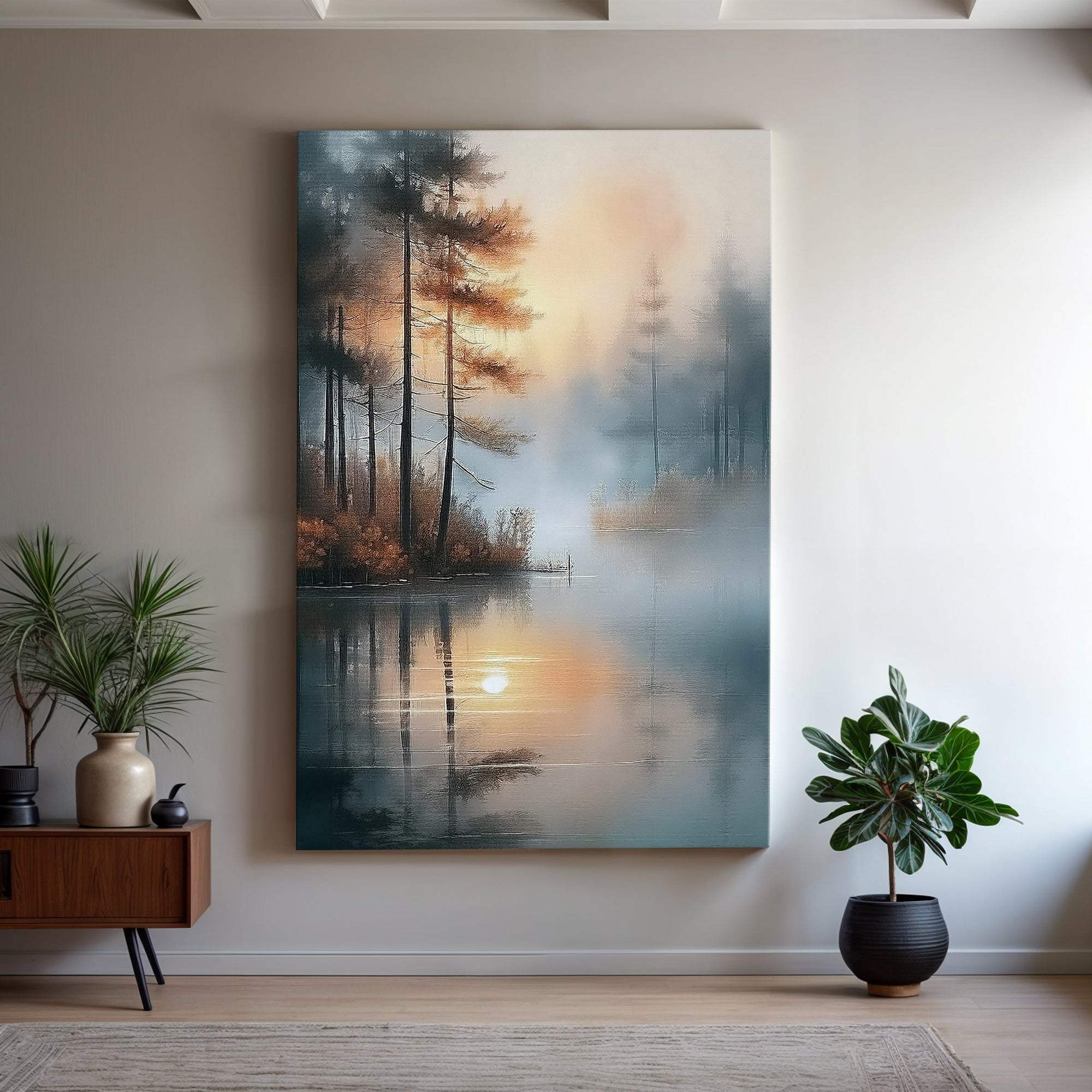 Misty Lake Wall Art - Tailored Canvases - Flyclothing LLC