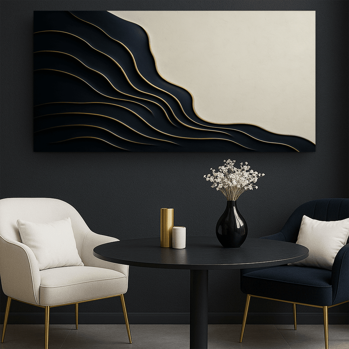 Black and Gold Minimalist Abstract Wall Art - Tailored Canvases - Flyclothing LLC