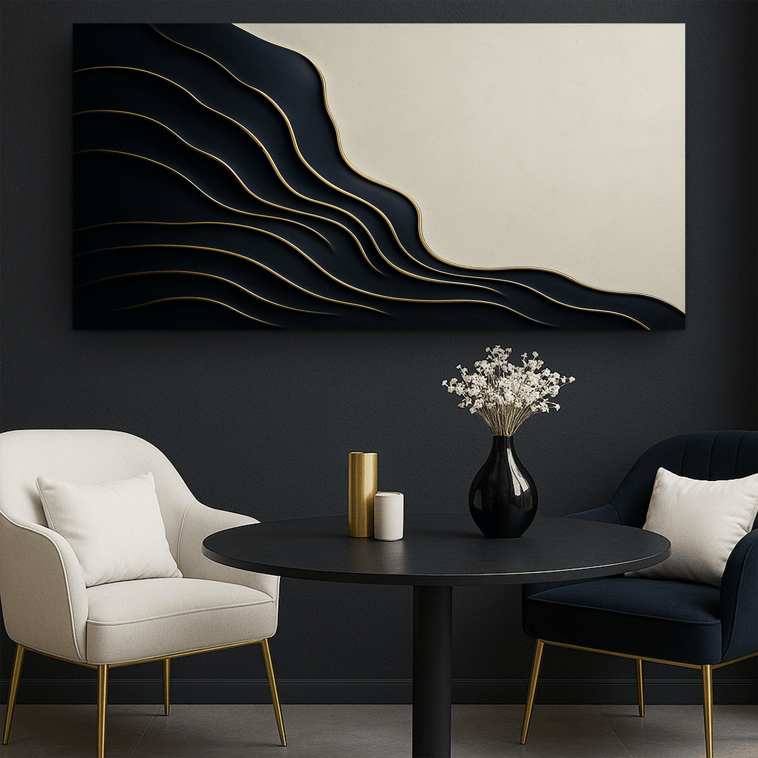 Black and Gold Minimalist Abstract Wall Art - Tailored Canvases - Flyclothing LLC