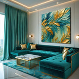 Abstract Gold And Blue Frosty Wall Art - Tailored Canvases - Flyclothing LLC