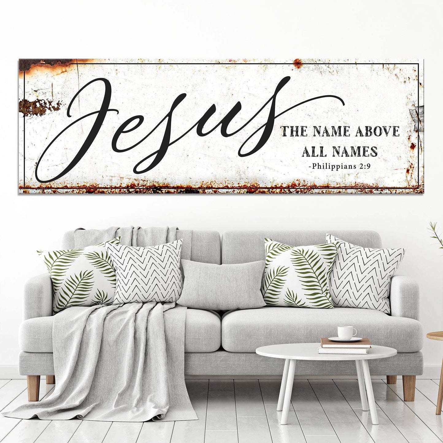 Jesus The Name Above All Names - Philippians 2:9 Faith Sign - Tailored Canvases - Flyclothing LLC