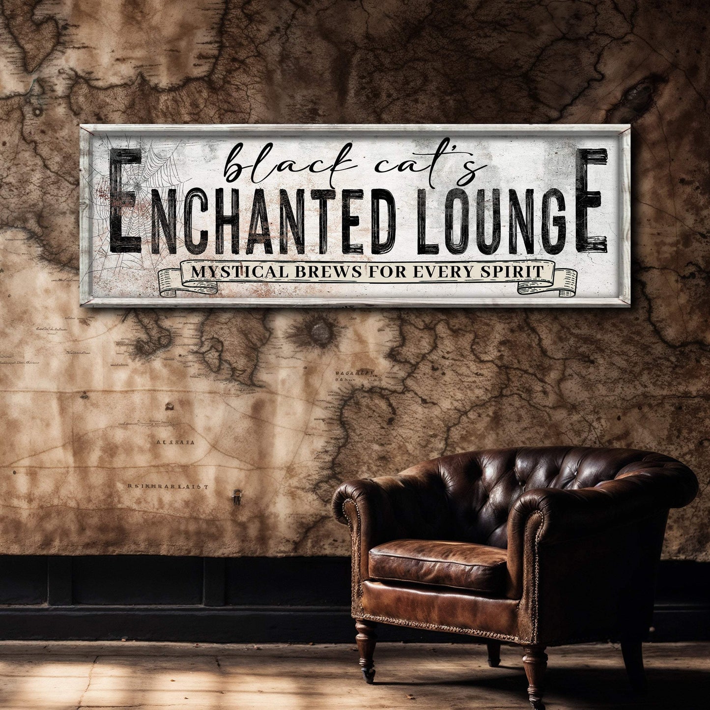 Black Cat's Enchanted Lounge Halloween Sign III - Tailored Canvases - Flyclothing LLC