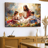Jesus With Children Faith Wall Art II - Tailored Canvases - Flyclothing LLC