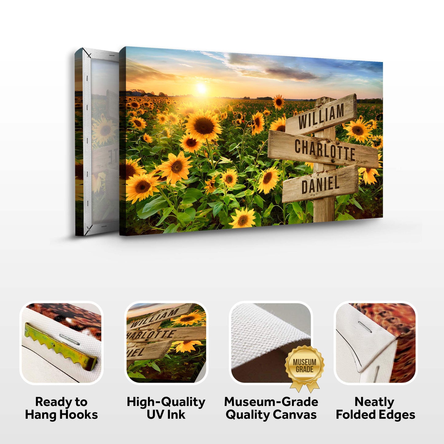 Sunflower Field Family Names Sign - Tailored Canvases - Flyclothing LLC
