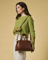 Zita (brown) - Italian calf leather women's handbag (with shoulder strap) - Leather Gloves Online - Flyclothing LLC