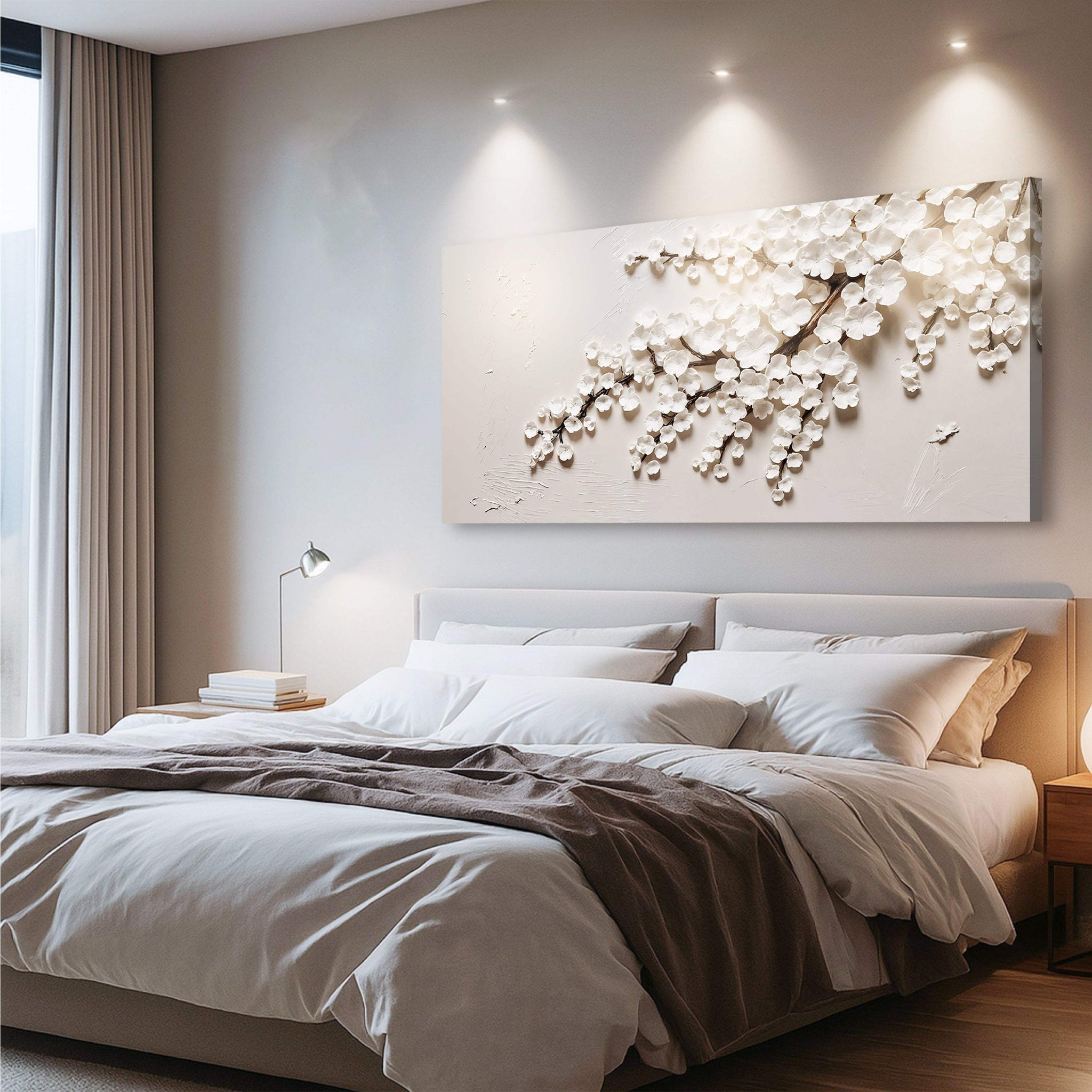 White Cherry Blossom Wall Art - Tailored Canvases - Flyclothing LLC