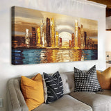 Golden Metropolis Abstract Impasto Wall Art - Tailored Canvases - Flyclothing LLC