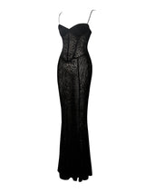 Ulani Black Burnout Velvet Detail Mesh Maxi Dress - Miss Circle - Flyclothing LLC