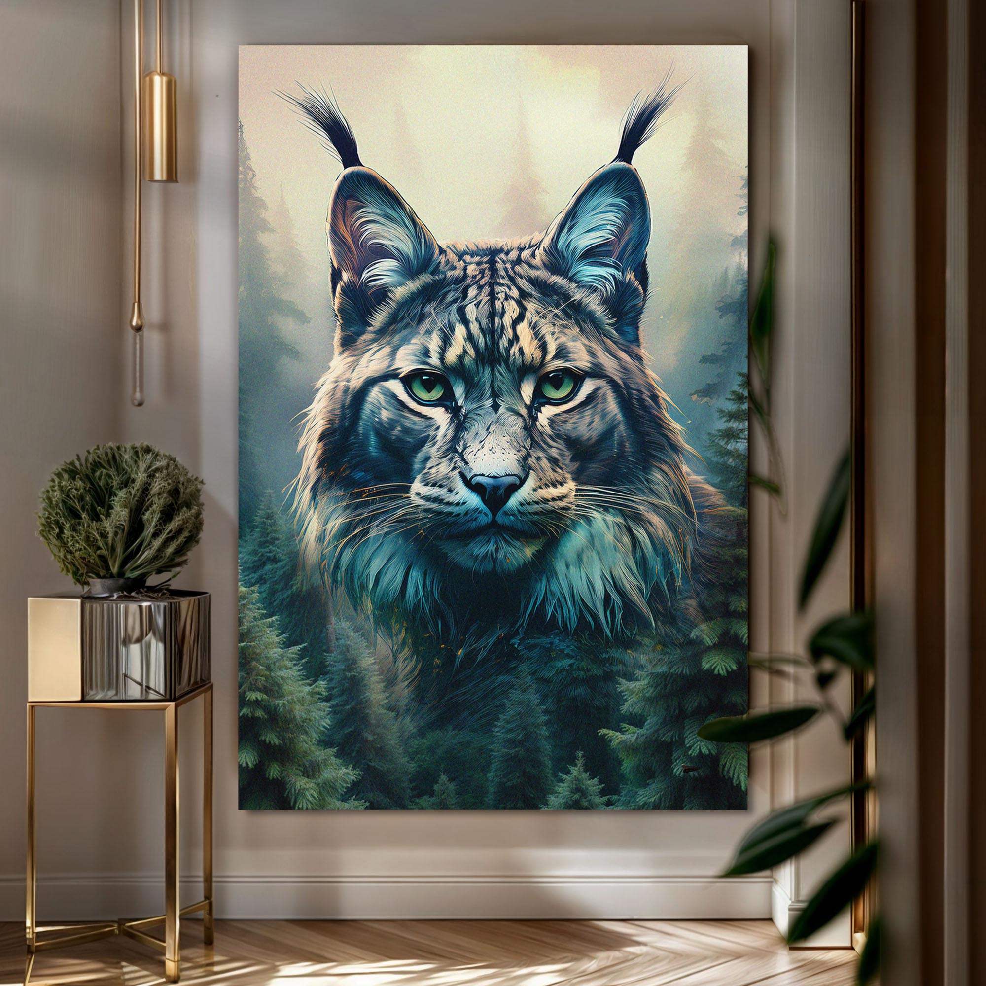 Lynx Double Exposure Wall Art - Tailored Canvases - Flyclothing LLC