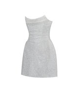 Tressa White Beaded Mesh Strapless Mini Wedding Dress - Miss Circle - Flyclothing LLC