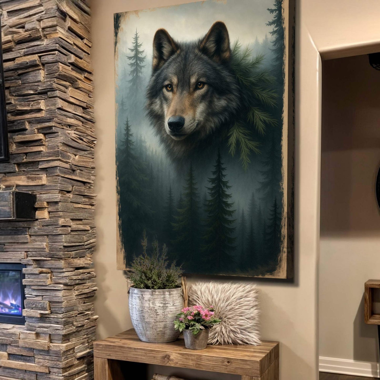Wolf Double Exposure Wall Art V - Tailored Canvases - Flyclothing LLC