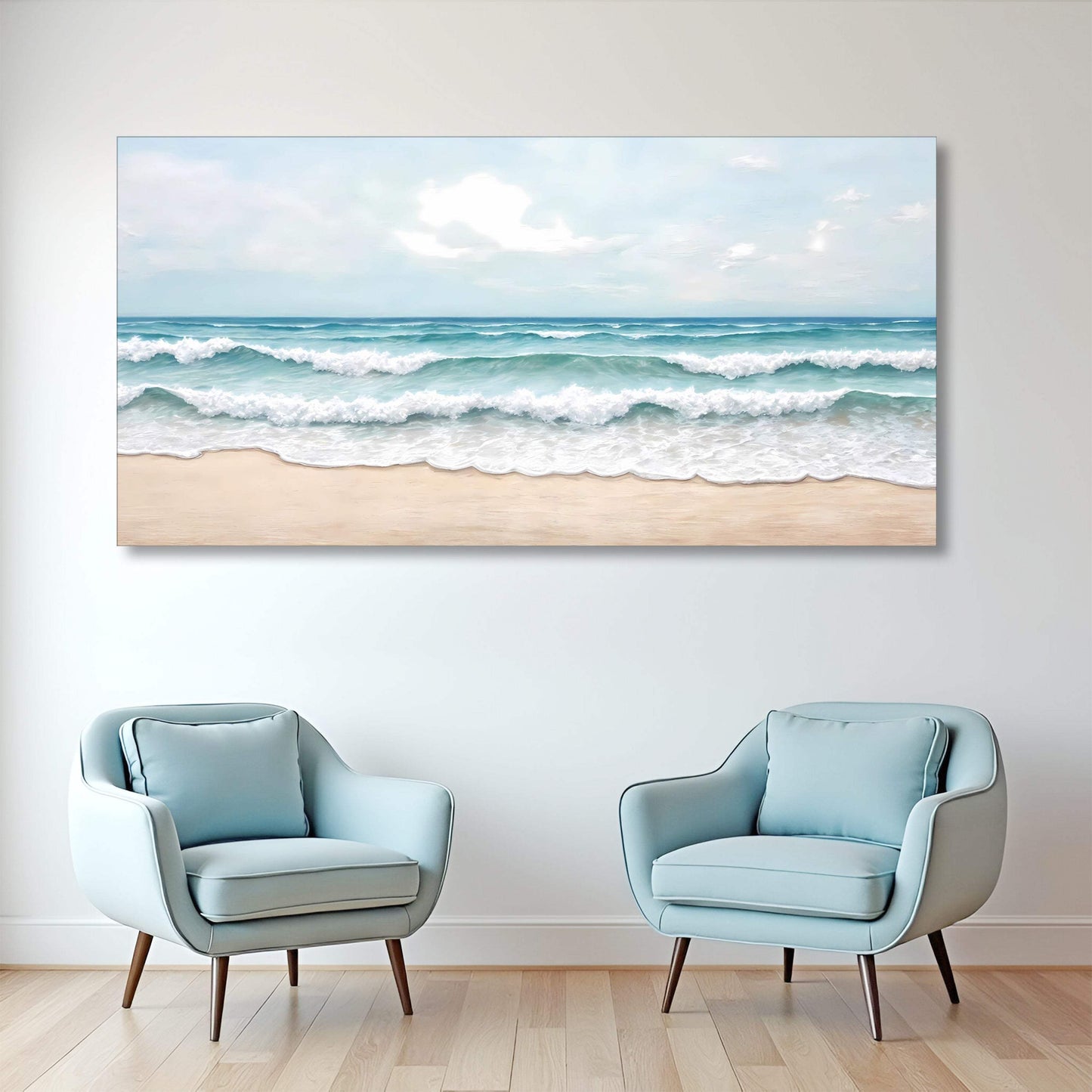 Serene Ocean Wave Coastal Wall Art - Tailored Canvases - Flyclothing LLC
