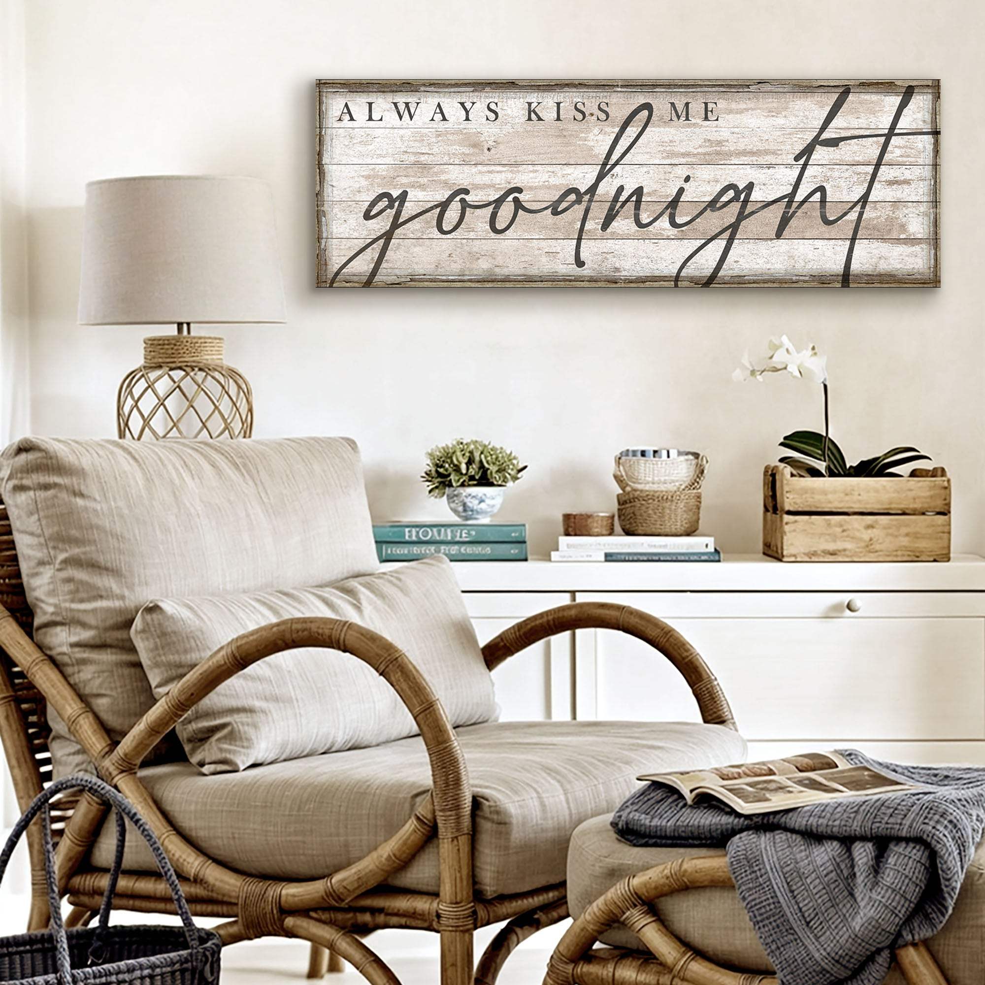 Always Kiss Me Goodnight Bedroom Sign II - Tailored Canvases - Flyclothing LLC