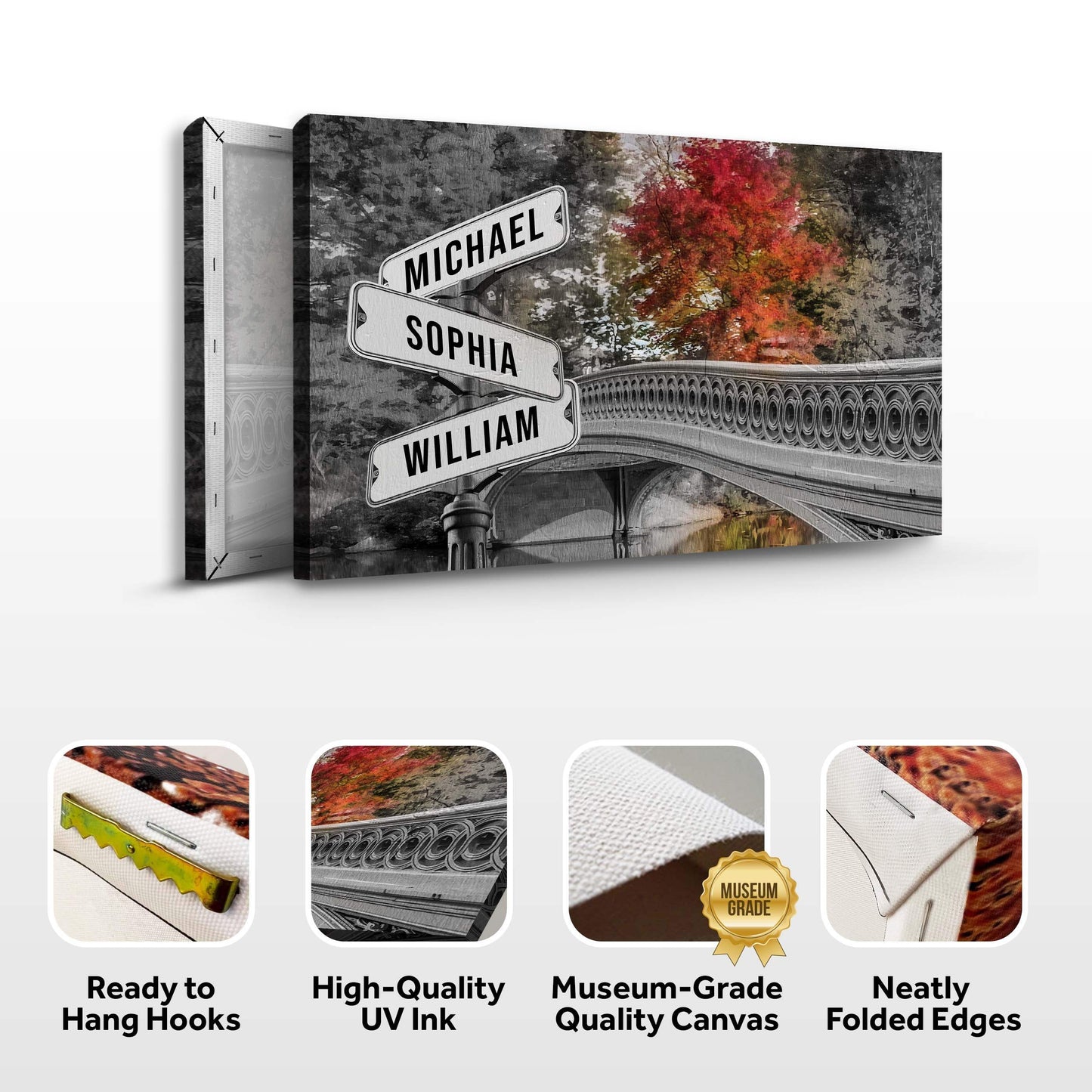 Autumn Bridge Family Names Sign - Tailored Canvases - Flyclothing LLC