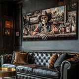 Skeleton Cowboy Barman At Western Saloon Wall Art - Tailored Canvases - Flyclothing LLC