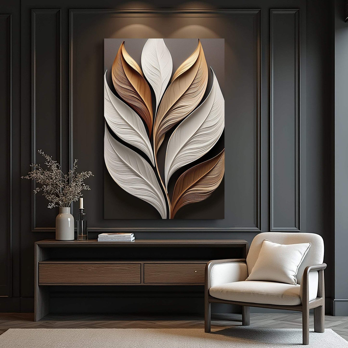 Elegant 3D Leaf Wall Art - Tailored Canvases - Flyclothing LLC