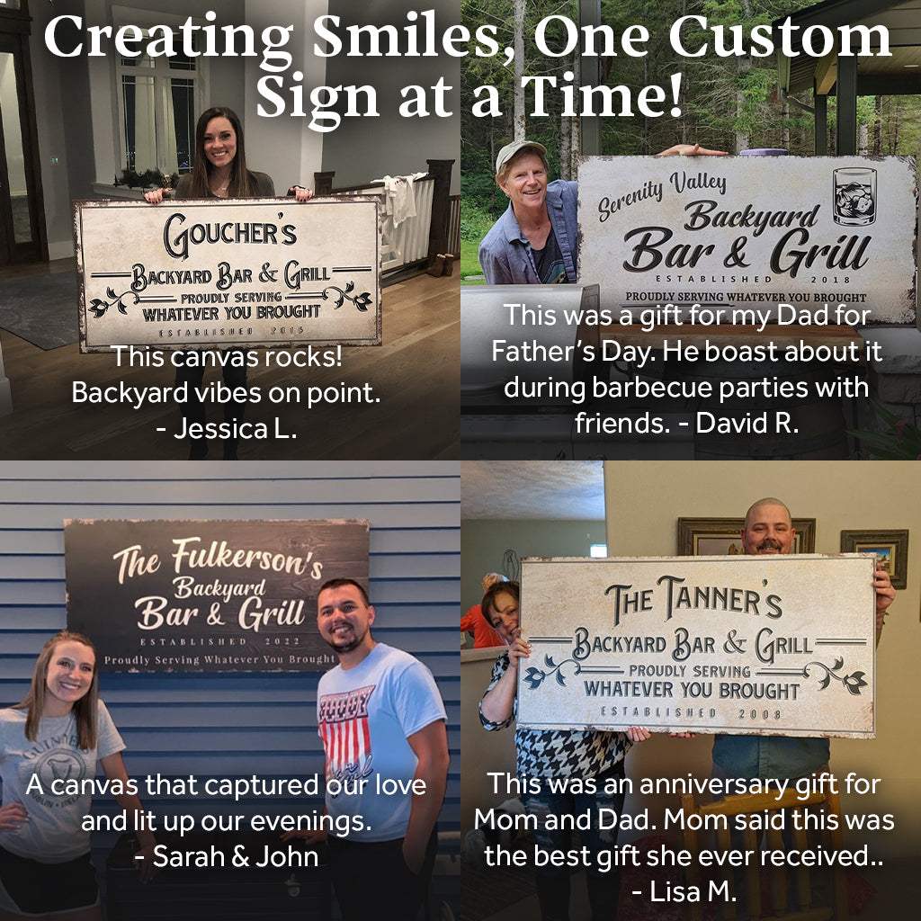 Backyard Bar & Grill Sign - Tailored Canvases - Flyclothing LLC