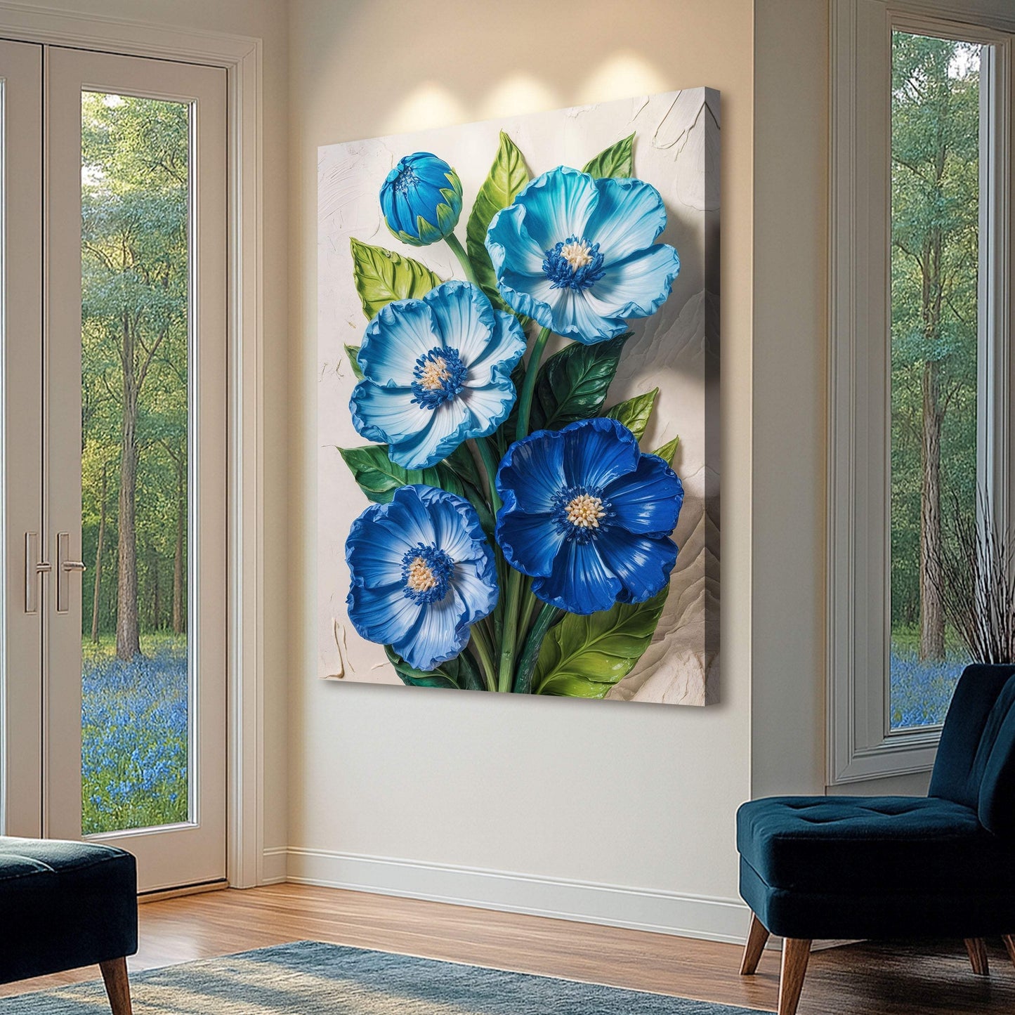 Blue Blossom Bouquet Wall Art - Tailored Canvases - Flyclothing LLC