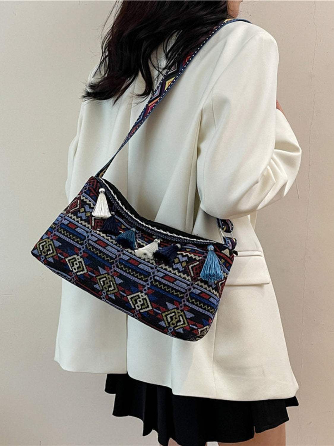 Tassel Adjustable Strap Shoulder Bag - Trendsi - Flyclothing LLC