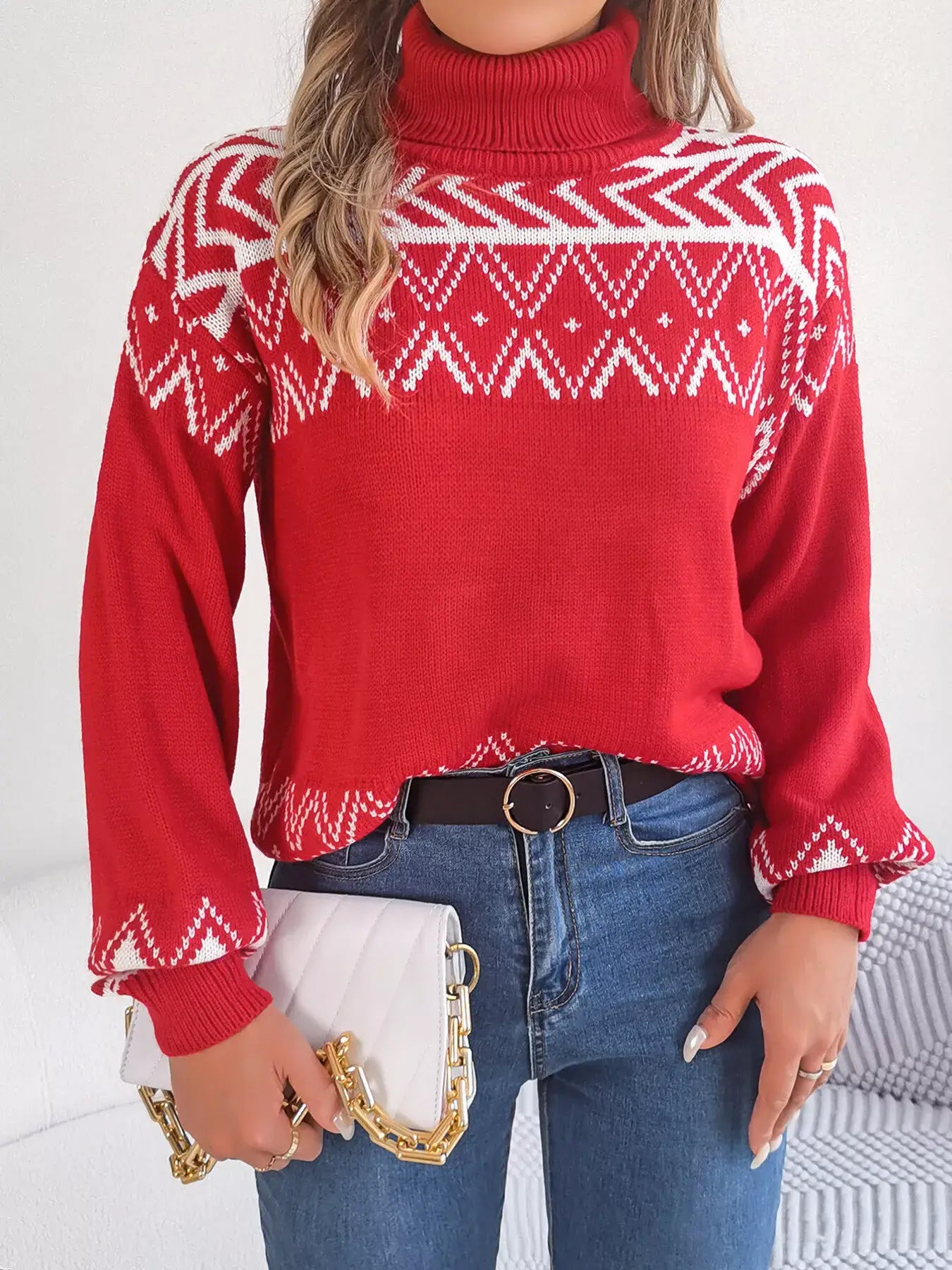 Turtleneck Dropped Shoulder Sweater - Trendsi - Flyclothing LLC
