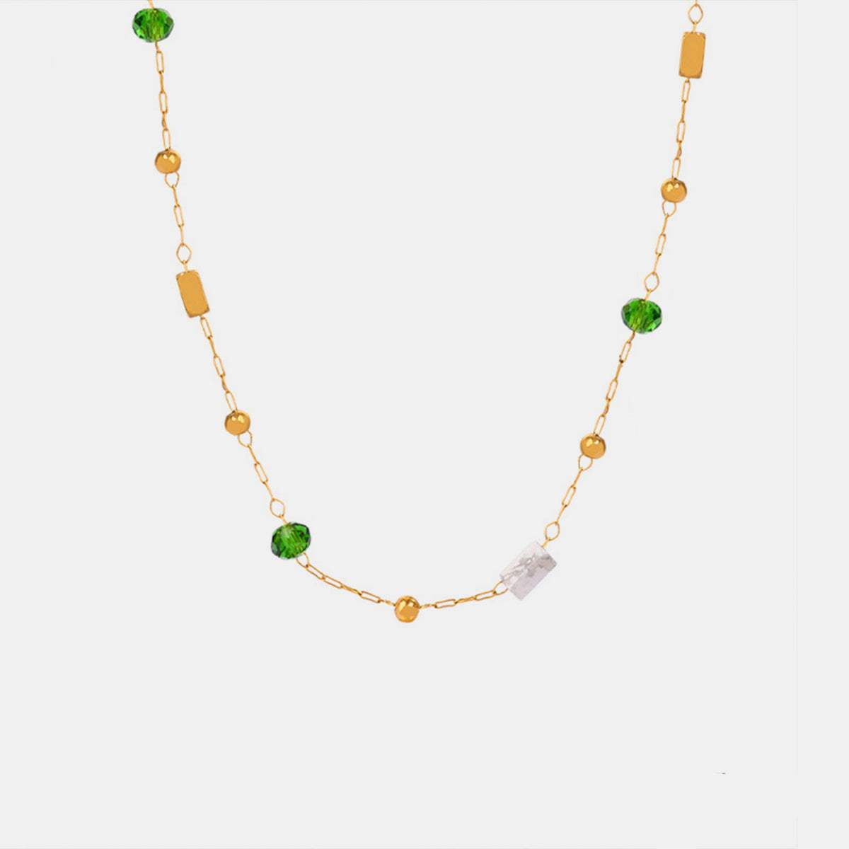 Titanium Steel Gold-plated Bead Necklace - Trendsi - Flyclothing LLC