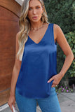 Solid V-Neck Wide Strap Tank - Trendsi - Flyclothing LLC