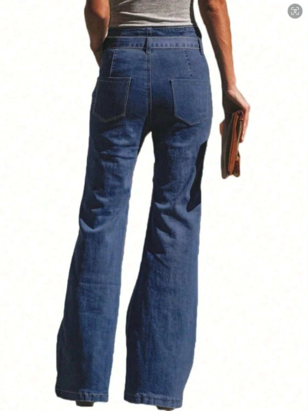 Tied Flare Jeans with Pockets - Trendsi - Flyclothing LLC