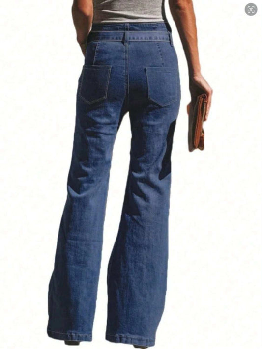Tied Flare Jeans with Pockets - Trendsi - Flyclothing LLC