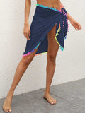 Rainbow Pompom Trim Swim Skirt - Trendsi - Flyclothing LLC